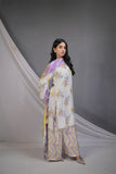 Pastel Floral Kurta Palazzo Set with Dupatta