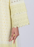 Schiffli Butter Yellow Suit Set with Eyelet Cutwork
