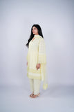 Schiffli Butter Yellow Suit Set with Eyelet Cutwork