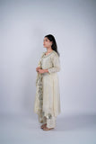 Ivory Gold Tissue Chanderi Suit Set with Gota Leaf Patchwork