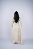 Ivory Gold Tissue Chanderi Suit Set with Gota Leaf Patchwork