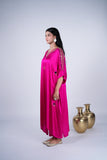 Fuchsia Kaftan Co-Ord Set with Embellished V-Neckline