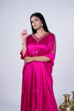 Fuchsia Kaftan Co-Ord Set with Embellished V-Neckline