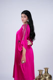 Fuchsia Kaftan Co-Ord Set with Embellished V-Neckline