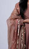 Peplum Suit Set with Gold Beadwork & Kasu Coin Dupatta