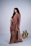 Peplum Suit Set with Gold Beadwork & Kasu Coin Dupatta
