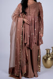 Peplum Suit Set with Gold Beadwork & Kasu Coin Dupatta