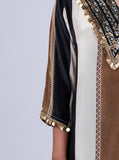 Earthy Striped Crepe Co-ord Set with Sequin Coin V-Yoke & Palazzo
