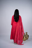 Chanderi Suit Set with Mirror & Multicolour Threadwork