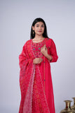 Chanderi Suit Set with Mirror & Multicolour Threadwork