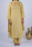 Chanderi Suit Set with Tissue Panel & Keyhole Neckline