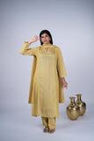 Chanderi Suit Set with Tissue Panel & Keyhole Neckline