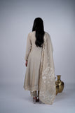 Chanderi Anarkali Suit Set with Chikankari Yoke & Jamdani Dupatta