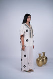 Ivory Crepe Co-ord Set with Bandhani-Print, Cowrie Shell Yoke & Palazzo