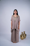 Kaftan Co-ord Set with Mirror Work & Metallic Embellishments