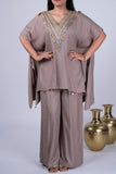 Kaftan Co-ord Set with Mirror Work & Metallic Embellishments