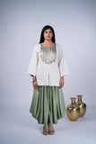Co-ord Set with Metallic Work Yoke & Draped Dhoti Pants