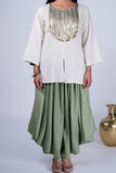 Co-ord Set with Metallic Work Yoke & Draped Dhoti Pants