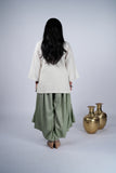Co-ord Set with Metallic Work Yoke & Draped Dhoti Pants