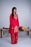 Crimson Red Embroidered Farshi Salwar Suit Set