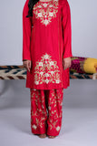 Crimson Red Embroidered Farshi Salwar Suit Set