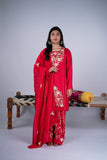 Crimson Red Embroidered Farshi Salwar Suit Set