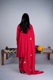 Crimson Red Embroidered Farshi Salwar Suit Set