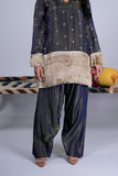Midnight Farshi Salwar Suit Set with Sequin Motifs & Metallic Fringes