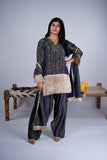Midnight Farshi Salwar Suit Set with Sequin Motifs & Metallic Fringes