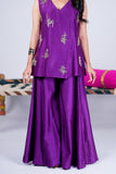 Festive Purple Mirror Work Palazzo Set