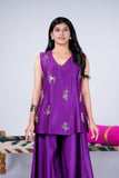 Festive Purple Mirror Work Palazzo Set