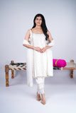 White Embroidered Suit Set with Straight Pants & Dupatta