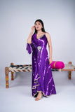 Shibori Indo-Western Draped Dress with Embellished Brooch
