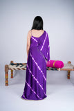 Shibori Indo-Western Draped Dress with Embellished Brooch