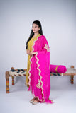 Mul Chanderi Anarkali Suit Set with Gota Stripes & Lotus Dupatta