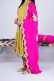 Mul Chanderi Anarkali Suit Set with Gota Stripes & Lotus Dupatta