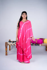 Poppy Red Leheriya Indo-Western Set