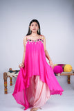 Hot Pink Indo-Western Set with Mirror Work