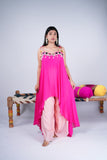 Hot Pink Indo-Western Set with Mirror Work