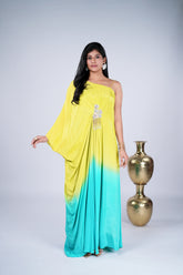 Ombre Draped Indo-Western Gown
