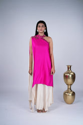 Asymmetric Indo-Western Draped Dress