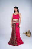 Indo-Western Draped Set with Paisley Print & Beaded Detailing
