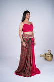 Indo-Western Draped Set with Paisley Print & Beaded Detailing