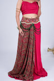 Indo-Western Draped Set with Paisley Print & Beaded Detailing