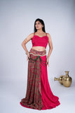 Indo-Western Draped Set with Paisley Print & Beaded Detailing