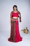 Indo-Western Draped Set with Paisley Print & Beaded Detailing