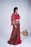 Indo-Western Draped Set with Paisley Print & Beaded Detailing