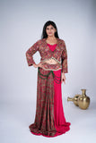 Indo-Western Draped Set with Paisley Print & Beaded Detailing