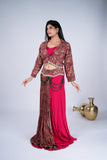 Indo-Western Draped Set with Paisley Print & Beaded Detailing