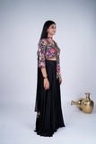 Floral Indo-Western with flowy Palazzo & Choker Dupatta